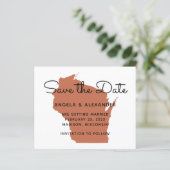 Budget Terracotta Wisconsin Wedding Save the Date (Stehend Vorderseite)