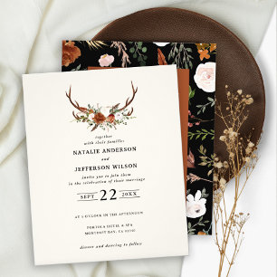 Budget Terrakotta-Blumen-Hirsch-Hochzeitseinladung Flyer