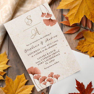 Budget Terrakotta Ginkgoblatt Hochzeitseinladung