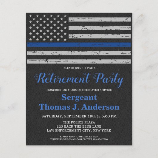 Budget Thin Blue Line Police Retirement Party (Vorderseite)