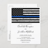 Budget Thin Blue Line Polizei Einladung Hochzeit (Vorne/Hinten)