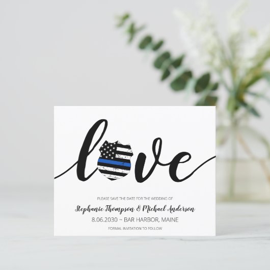 Budget Thin Blue Line Polizei Hochzeit speichern d (Stehend Vorderseite)