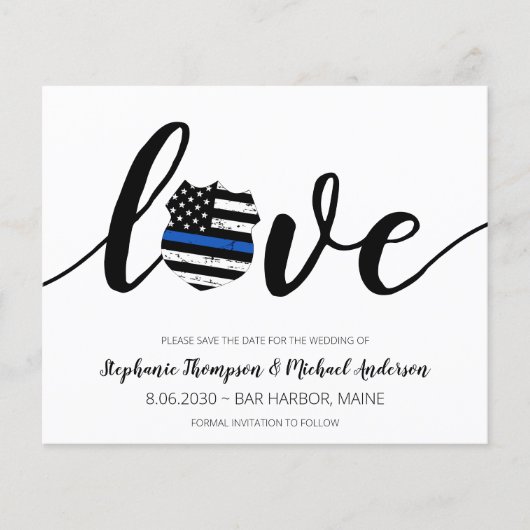 Budget Thin Blue Line Polizei Hochzeit speichern d (Vorderseite)