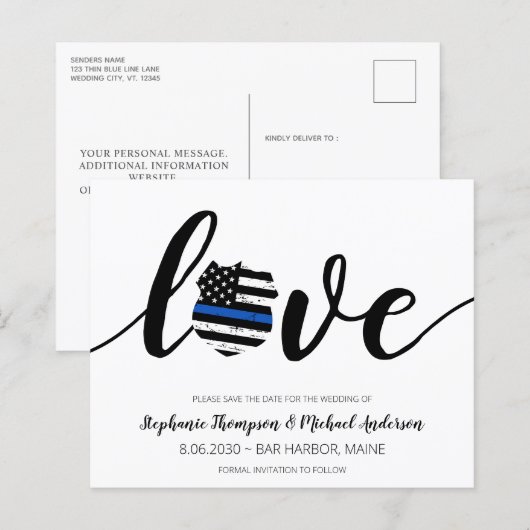 Budget Thin Blue Line Polizei Themed Wedding (Vorne/Hinten)