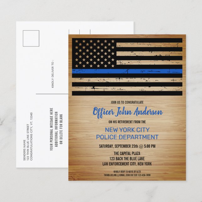 Budget Thin Blue Line Polizeieinberufung (Vorne/Hinten)