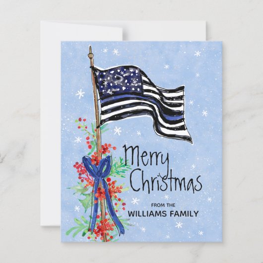 Budget Thin Blue Line Polizeifahne Weihnachtskarte (Vorderseite)