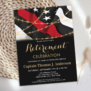 Budget Thin Red Line Feuerwehrruhestand Einladung