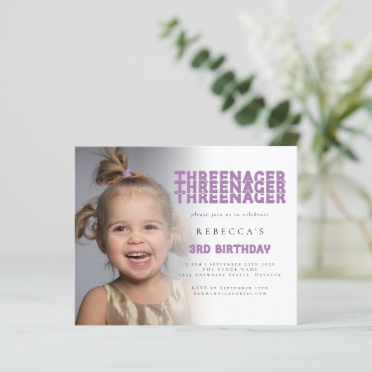 Budget Threenager Foto Overlay 3. Geburtstag (Stehend Vorderseite)