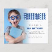 Budget Threenager Foto Overlay 3 Geburtstag Blau (Vorderseite)