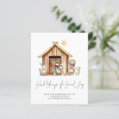 Budget Tidings Great Joy Nativity Holiday Card (Stehend Vorderseite)