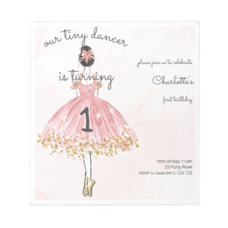 BUDGET Tiny Dancer Pink Ballett Einladung Notizblock
