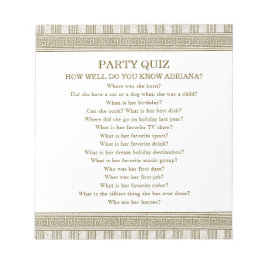 Budget Toga Party Quiz Notizblock