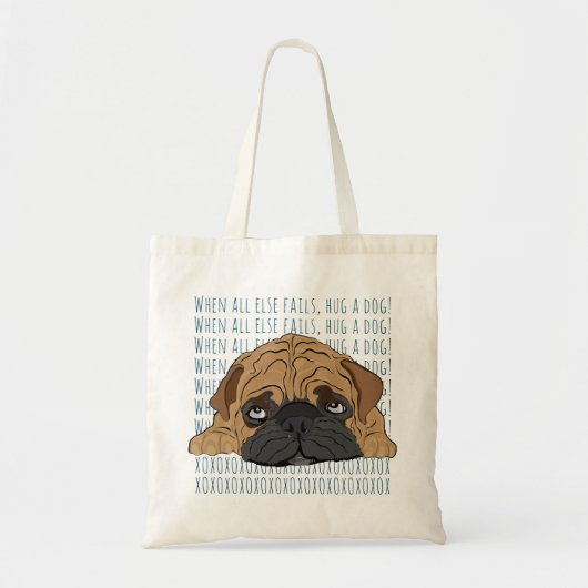 Budget Tote Beutel "Umarmen einen Hund" Bull Dog X Tragetasche (Vorne)