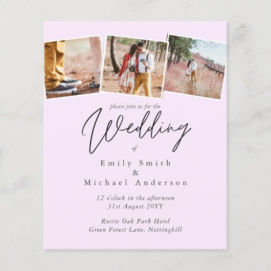 BUDGET Trending Color Pink Wedite Einladung (Vorderseite)