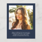 Budget Trendy 2 Foto Blue Abschluss Ankündigung (Rückseite)