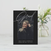 Budget Trendy Calligraphy Drei Foto Abschluss Einladung (Stehend Vorderseite)