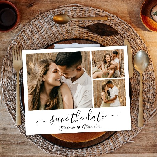 Budget Trendy Calligraphy Foto Save the Date Flyer
