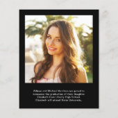 Budget Trendy Foto Black Abschluss Ankündigung (Rückseite)