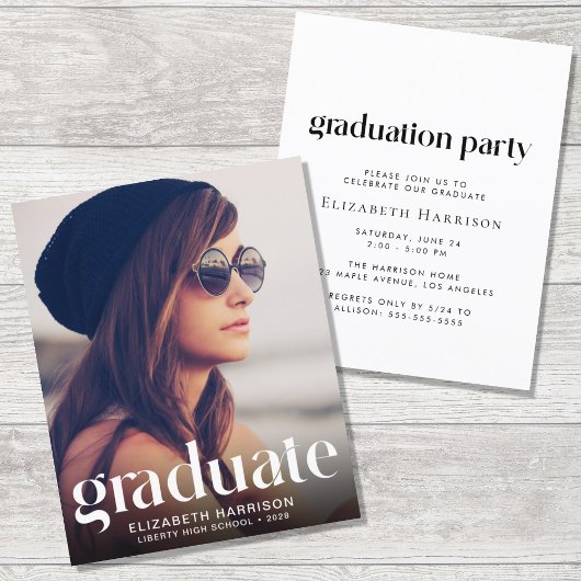 Budget Trendy Foto Graduation Party Einladung