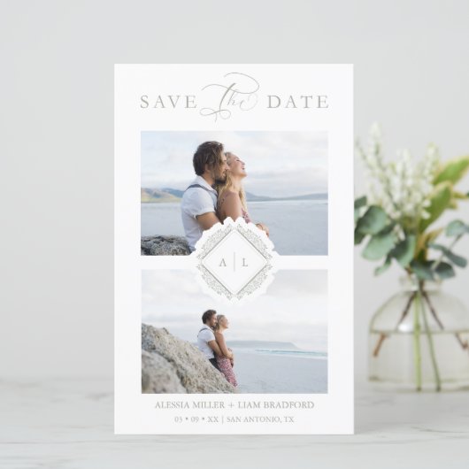 Budget Trendy Initials Chic Ornament Hochzeit (Stehend Vorderseite)