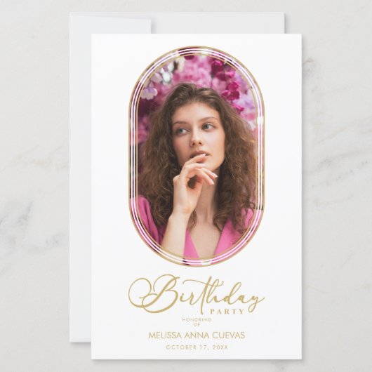 BUDGET Trendy Modern Oval Fake Golden Custom Photo (Vorderseite)