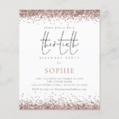 Budget Trendy Rose Gold Glitzer 30. Party Einladun (Vorderseite)