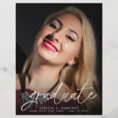 Budget Trendy Script Foto Abschluss Ankündigung Flyer (Vorne)