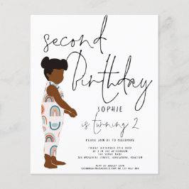 Budget Trendy Script Girl 2. Geburtstagseinladung