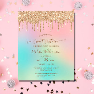 Budget triefendes Gold Glitter Sweet 16 Geburtstag