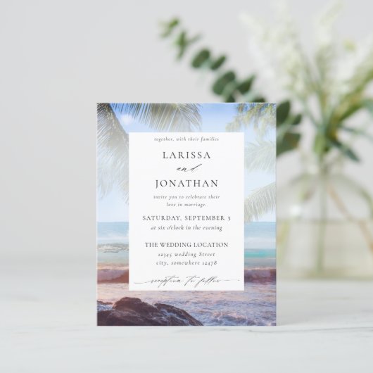 Budget Tropical Beach Palm Hochzeit in Urlaubsort (Stehend Vorderseite)