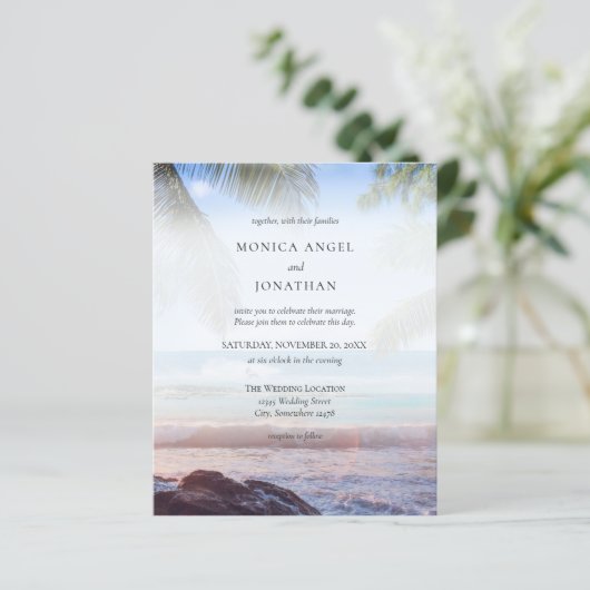 Budget Tropical Beach Palm Wedding (Stehend Vorderseite)