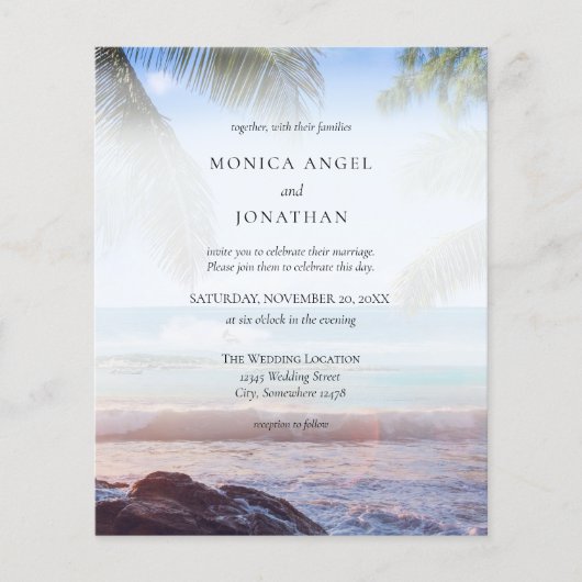 Budget Tropical Beach Palm Wedding (Vorderseite)