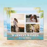 Budget Tropical Beach Weihnachtskarten<br><div class="desc">Kleine, horizontale Weihnachtskarten mit 4, 5" x 5, 6" Papier, mit 3 Fotos an einem tropischen Strand, Promenade und Sandboden. Diese preisgünstigen Ferienfotokarten sind auf 110 lb Papier gedruckt, das in 3 Größen erhältlich ist. **WEISSE UMGEBUNGEN SIND OPTIONAL AUF DER BESTELLSEITE. Achten Sie darauf, Ihre Bestellung zu verdoppeln, bevor Sie...</div>