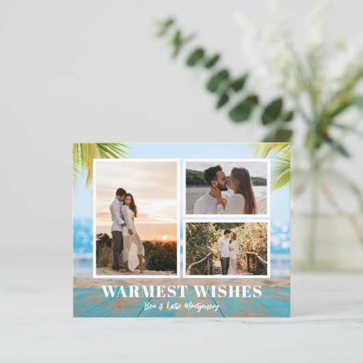 Budget Tropical Beach Weihnachtskarten (Stehend Vorderseite)