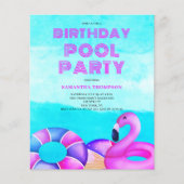Budget Tropical Birthday Pool Party Einladung Flyer (Vorne)