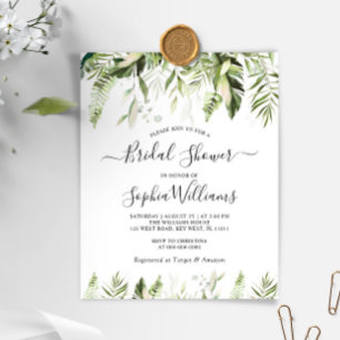 Budget Tropical Blätter Bridal Dusche Einladung