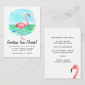 Budget Tropical Flamingo Moved New Address Moving Mitteilungskarte (Vorne/Hinten)