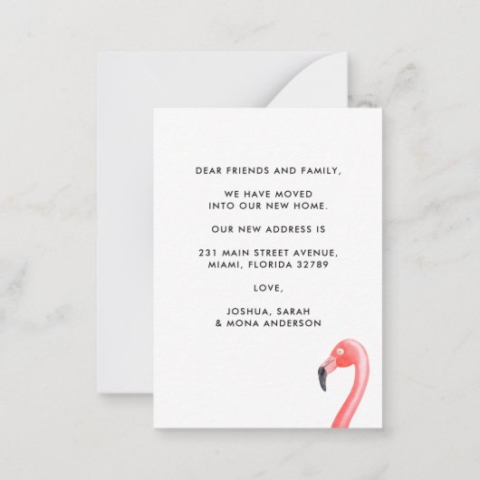 Budget Tropical Flamingo Moved New Address Moving Mitteilungskarte (Rückseite)