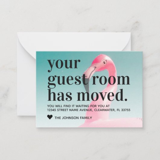 Budget Tropical Flamingo Neue Adressverschiebungsk Mitteilungskarte (Vorderseite)