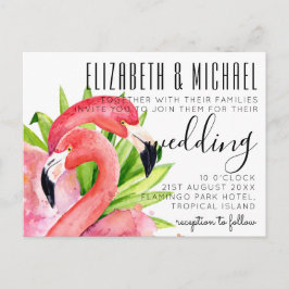 Budget Tropical Flamingos Wedding Einladungen