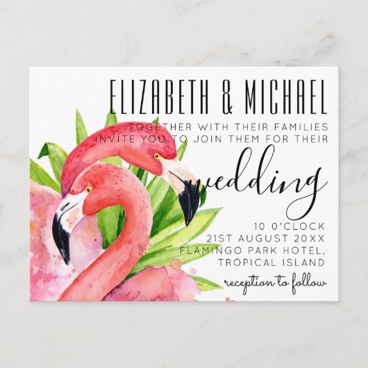 Budget Tropical Flamingos Wedding Einladungen (Vorderseite)