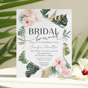 Budget Tropical Floral Bridal Brunch Einladung