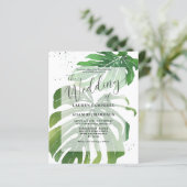Budget Tropical Foliage Green Wedding Einladung (Stehend Vorderseite)