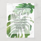 Budget Tropical Foliage Green Wedding Einladung (Vorderseite)