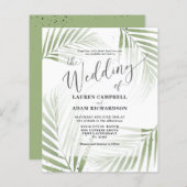 Budget Tropical Foliage Green Wedding Einladung (Vorne/Hinten)
