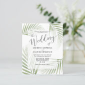 Budget Tropical Foliage Green Wedding Einladung (Stehend Vorderseite)