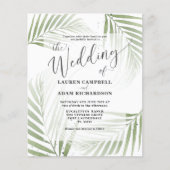 Budget Tropical Foliage Green Wedding Einladung (Vorderseite)