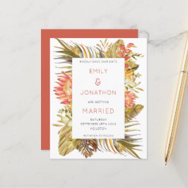 Budget Tropical Foliage Wedding Save the Date