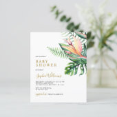 Budget Tropical Greenery Baby Shower Invitation (Stehend Vorderseite)