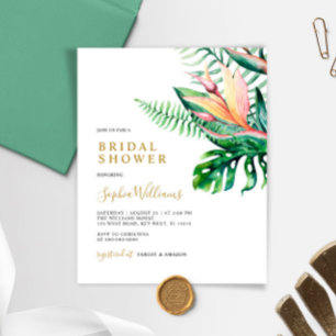 Budget Tropical Greenery Bridal Dusche Einladung